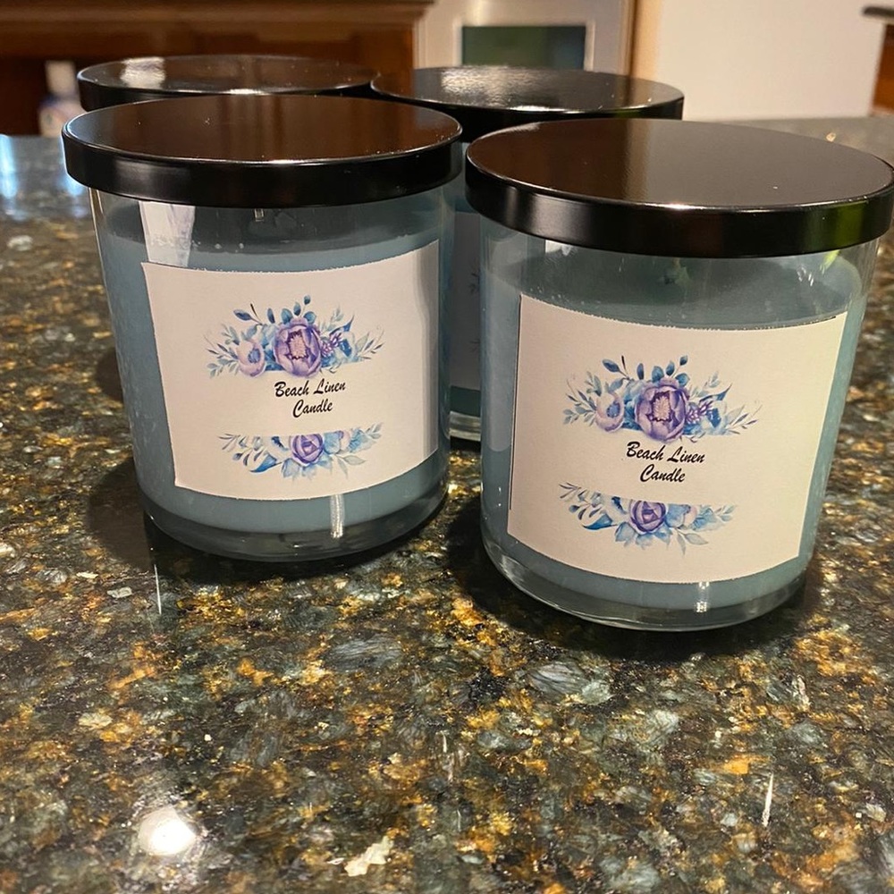 Homemade Set of 2 Beach Line Candles 10 oz e/o